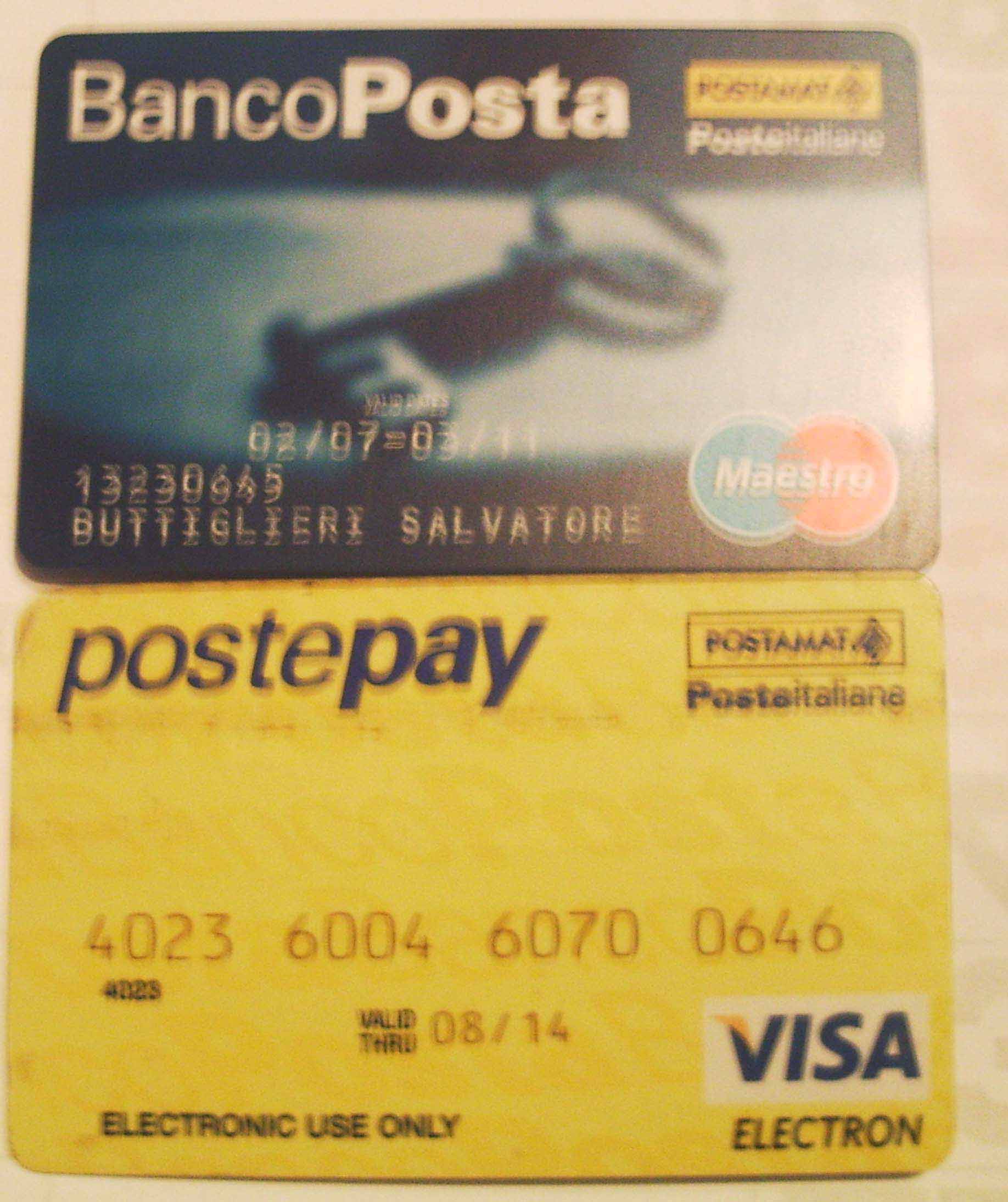 CARTE PAGAMENTO POSTA PAY E C.C.